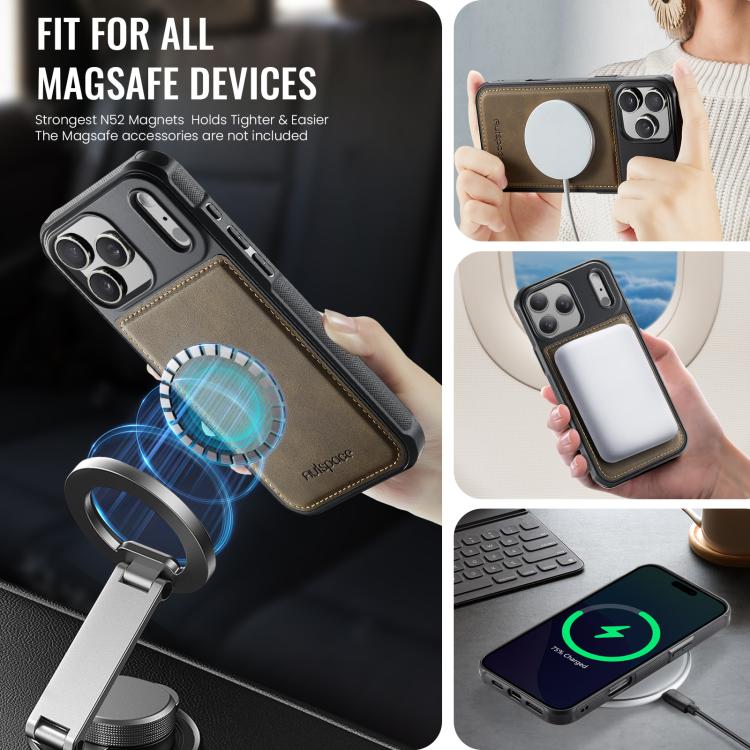 For iPhone 17 Pro AutSpace A12 MagSafe Magnetic RFID Card Bag Phone Case