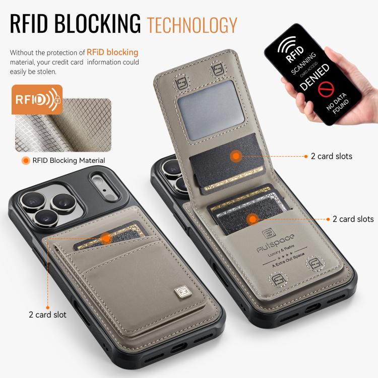 For iPhone 17 Pro AutSpace A12 MagSafe Magnetic RFID Card Bag Phone Case