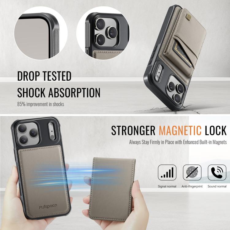 For iPhone 17 Pro AutSpace A12 MagSafe Magnetic RFID Card Bag Phone Case
