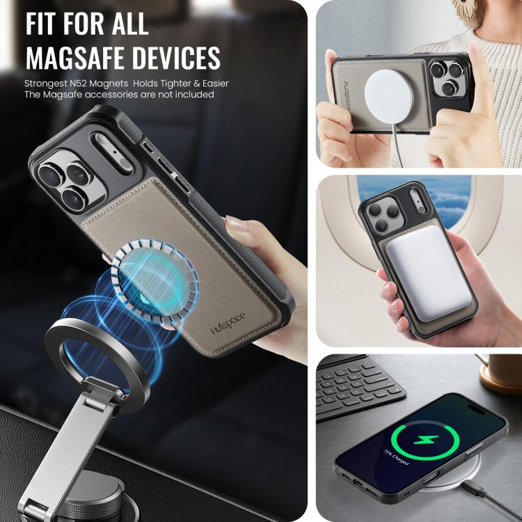 For iPhone 17 Pro AutSpace A12 MagSafe Magnetic RFID Card Bag Phone Case