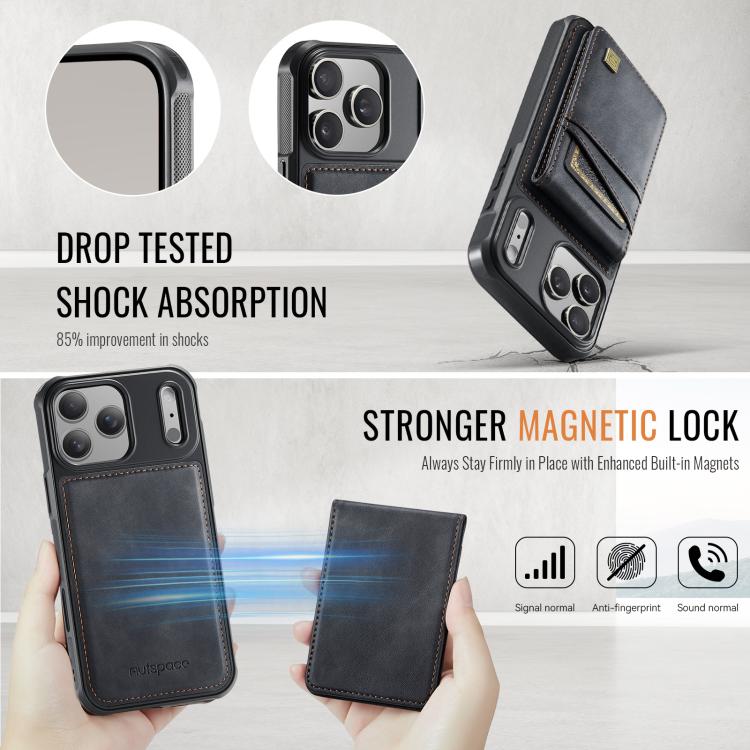 For iPhone 17 Pro AutSpace A12 MagSafe Magnetic RFID Card Bag Phone Case
