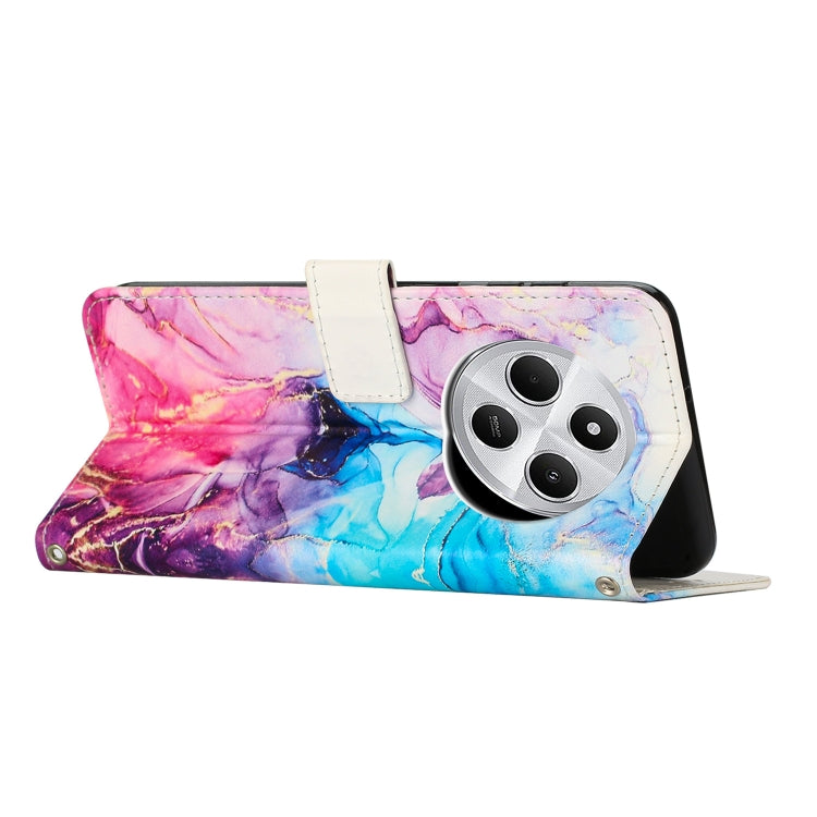 For Xiaomi Poco C75 Painted Marble Pattern Leather Phone Case