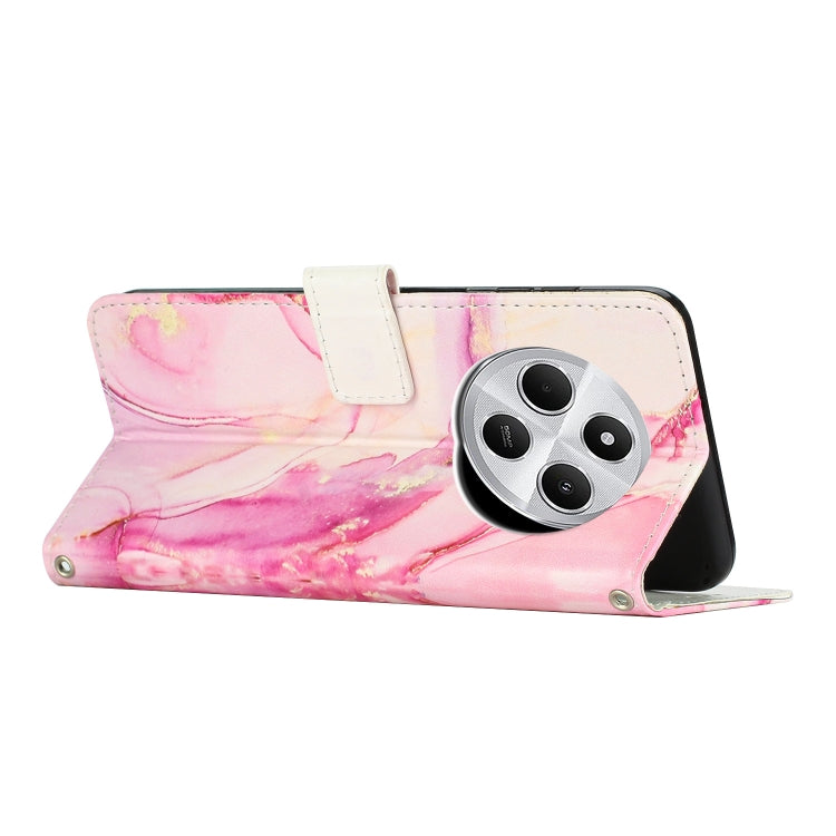 For Xiaomi Poco C75 Painted Marble Pattern Leather Phone Case