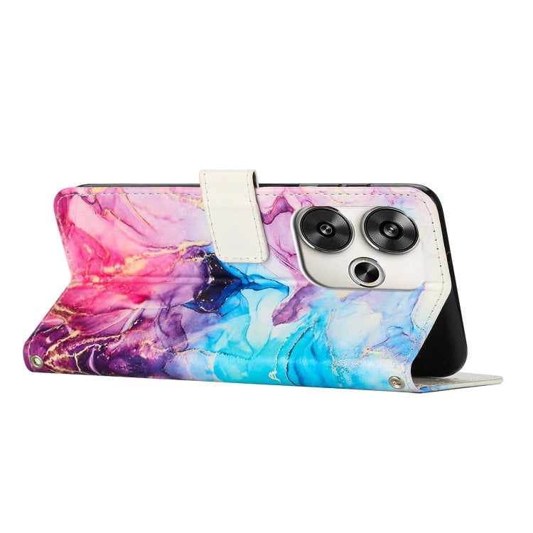For Xiaomi Poco F6 Painted Marble Pattern Leather Phone Case