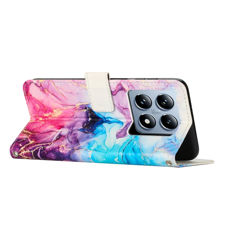 For Xiaomi 14T Pro 5G Global Painted Marble Pattern Leather Phone Case