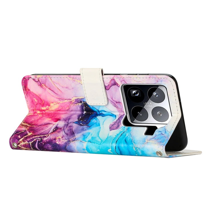 For Xiaomi 15 Pro Painted Marble Pattern Leather Phone Case