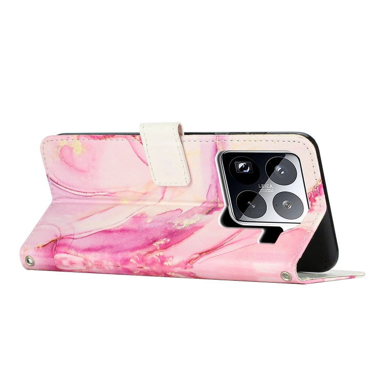 For Xiaomi 15 Pro Painted Marble Pattern Leather Phone Case