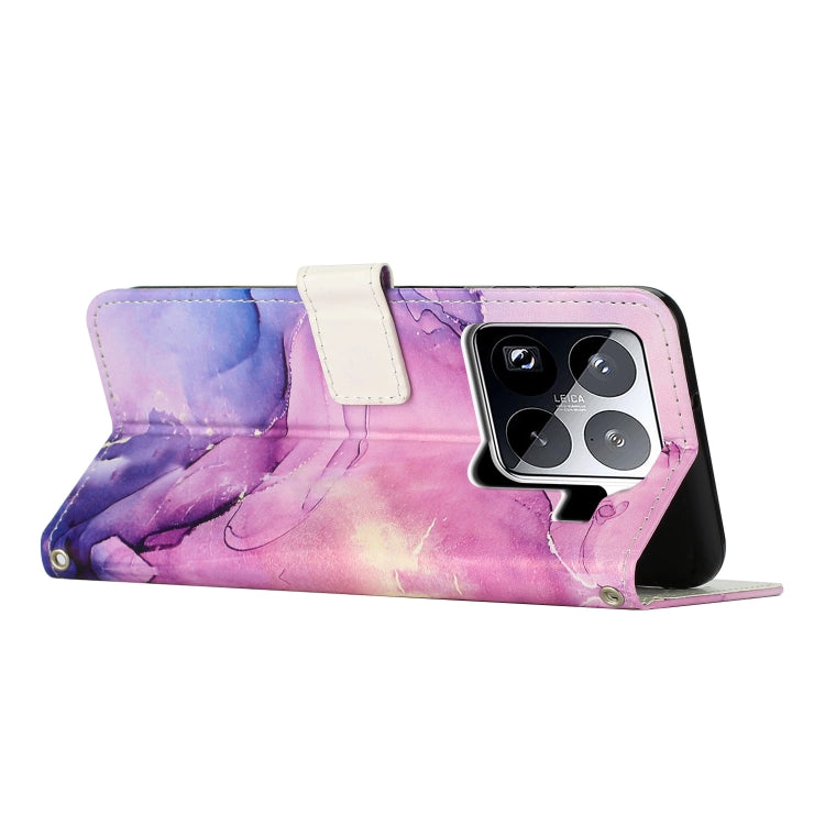 For Xiaomi 15 Pro Painted Marble Pattern Leather Phone Case
