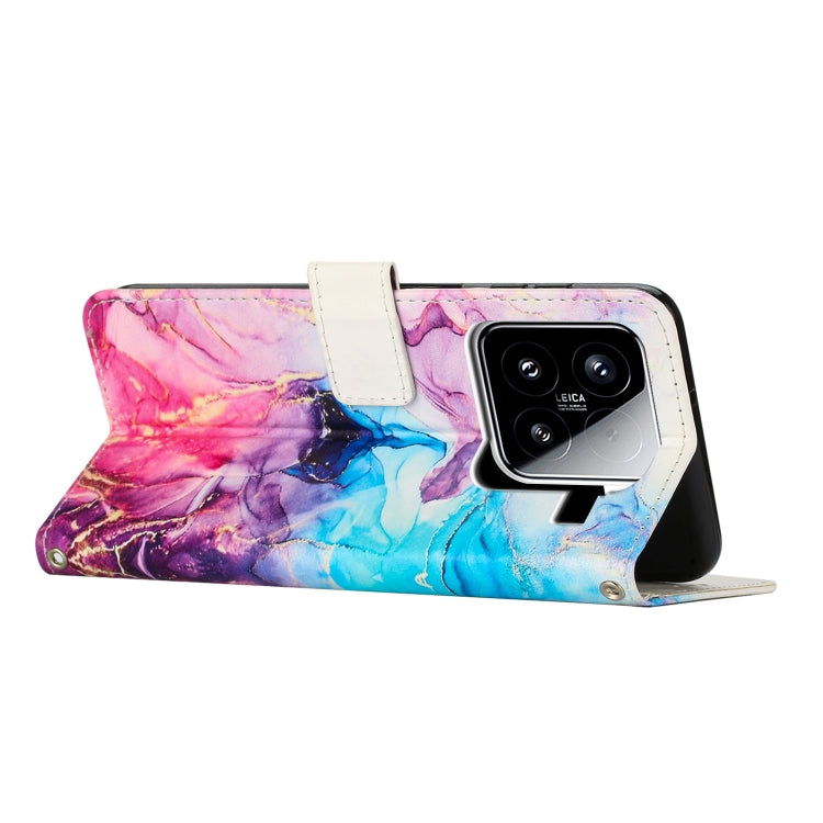 For Xiaomi 15 Painted Marble Pattern Leather Phone Case