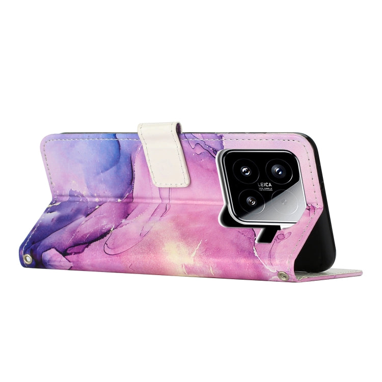 For Xiaomi 15 Painted Marble Pattern Leather Phone Case