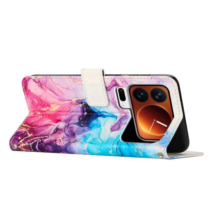 For Xiaomi 17 Pro Max Painted Marble Pattern Leather Phone Case
