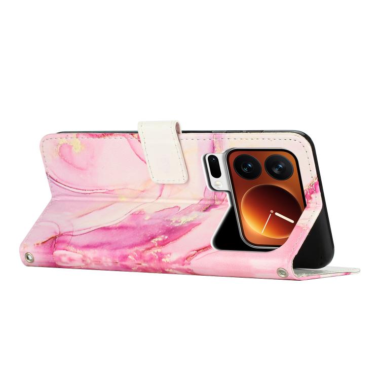For Xiaomi 17 Pro Max Painted Marble Pattern Leather Phone Case