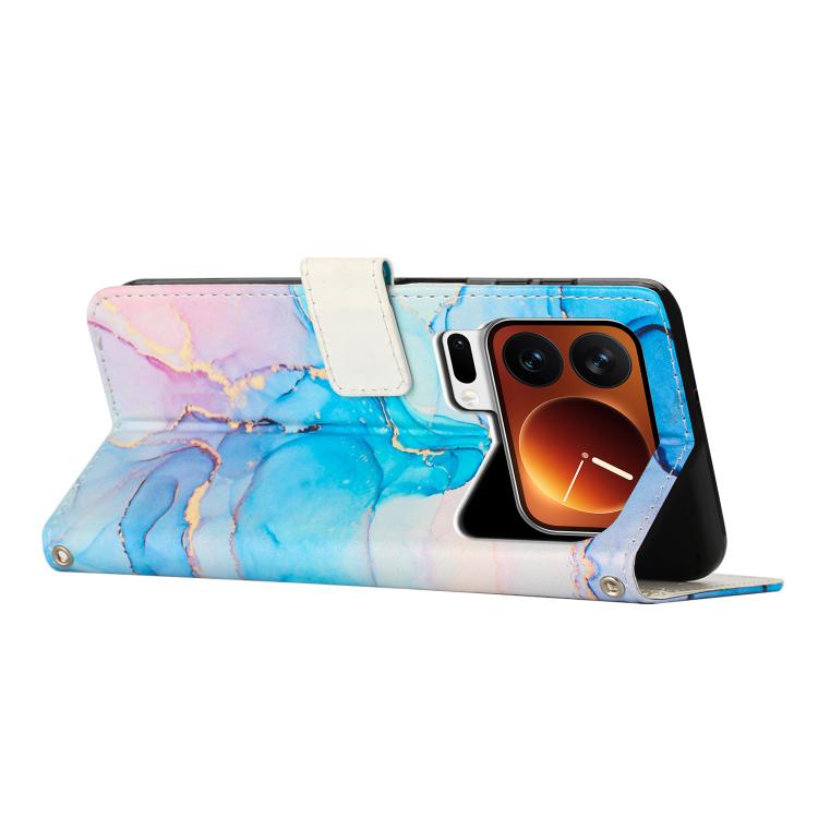 For Xiaomi 17 Pro Max Painted Marble Pattern Leather Phone Case