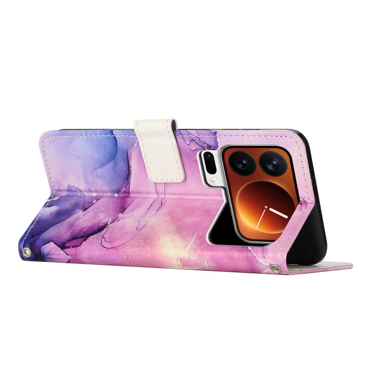 For Xiaomi 17 Pro Max Painted Marble Pattern Leather Phone Case