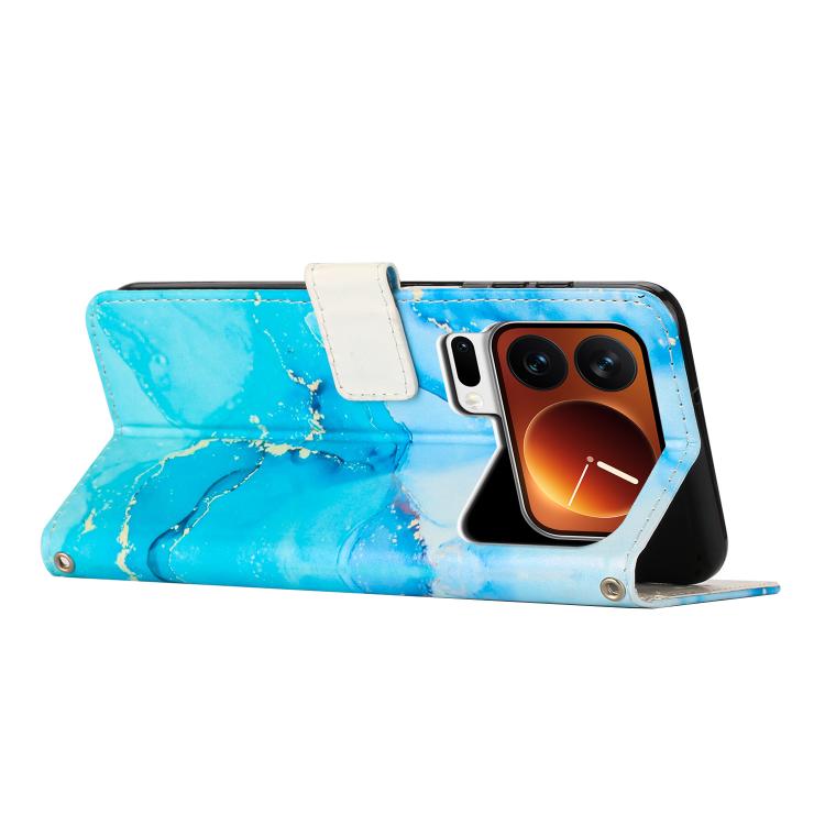 For Xiaomi 17 Pro Painted Marble Pattern Leather Phone Case