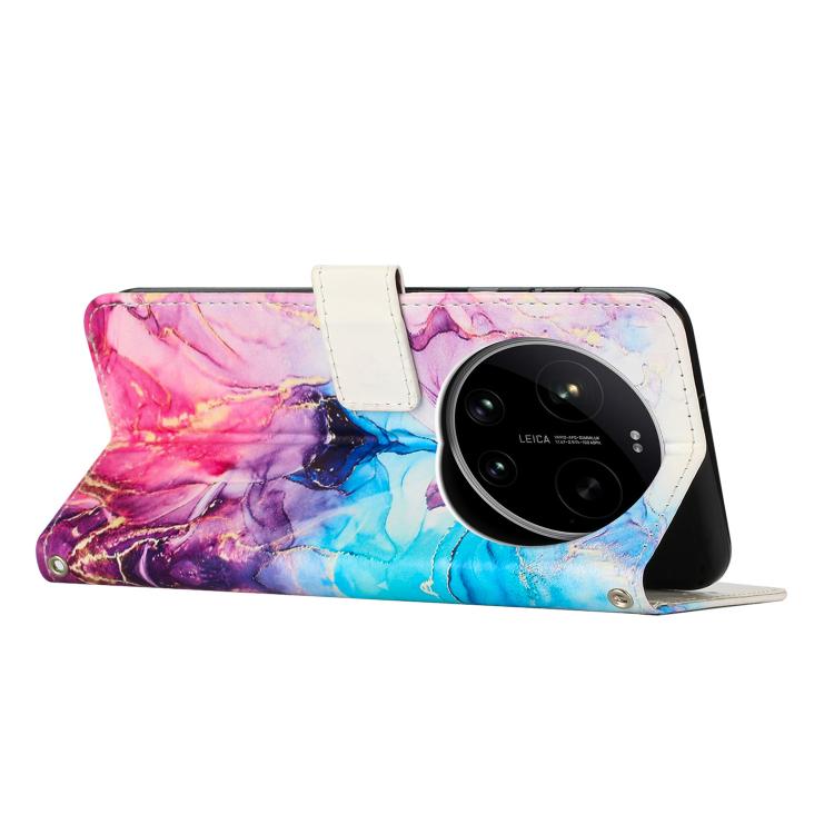 For Xiaomi 17 Ultra Painted Marble Pattern Leather Phone Case