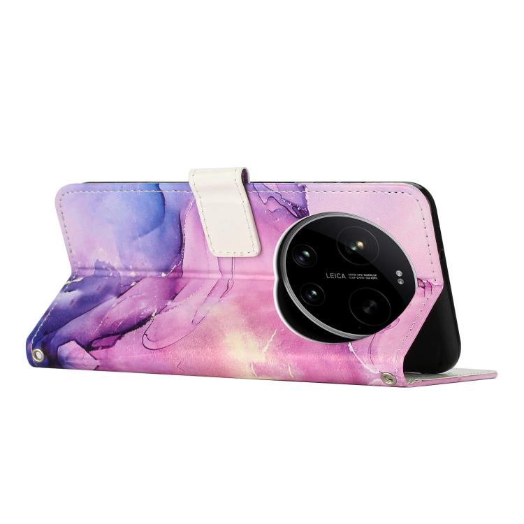 For Xiaomi 17 Ultra Painted Marble Pattern Leather Phone Case