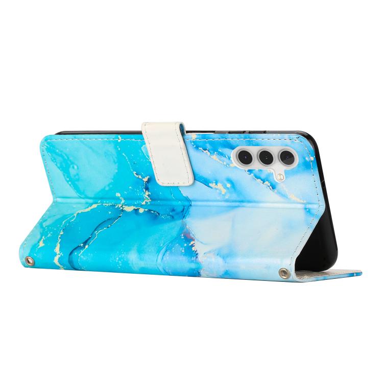 For Samsung Galaxy A55 5G Painted Marble Pattern Leather Phone Case