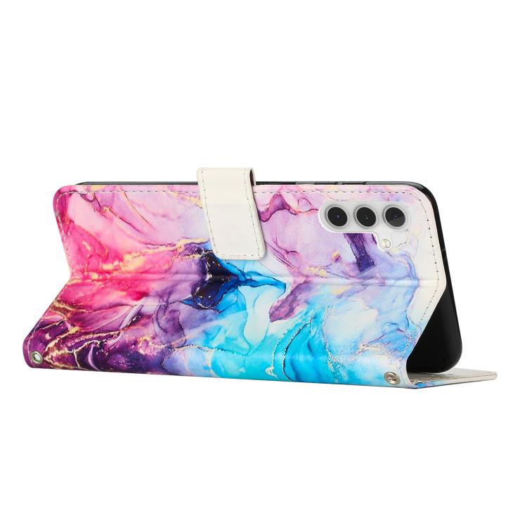 For Samsung Galaxy A35 5G Painted Marble Pattern Leather Phone Case