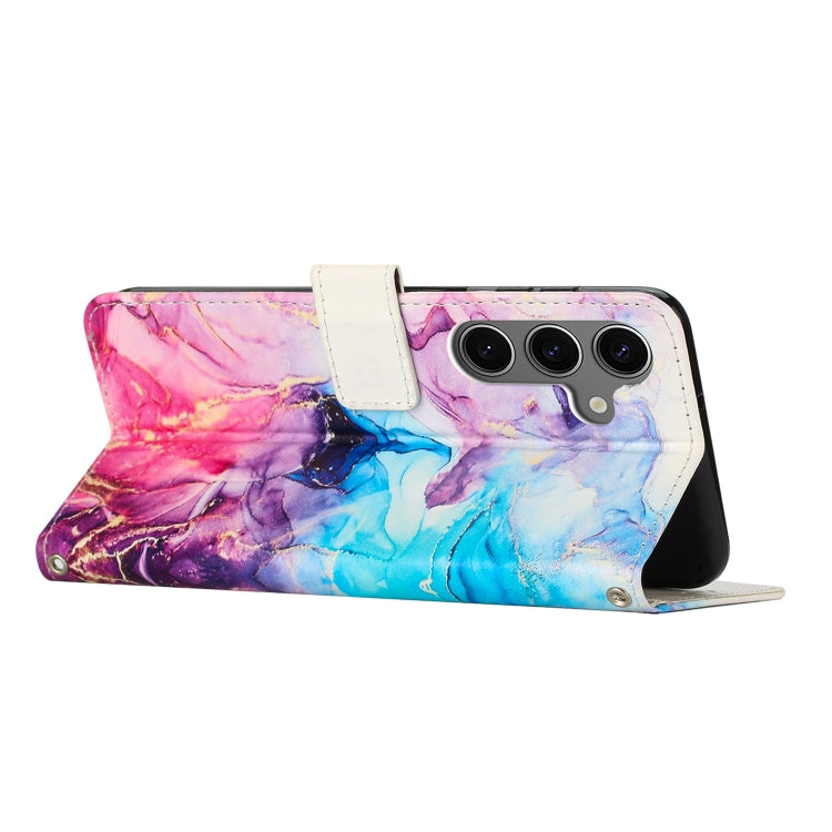 For Samsung Galaxy S25 5G Painted Marble Pattern Leather Phone Case