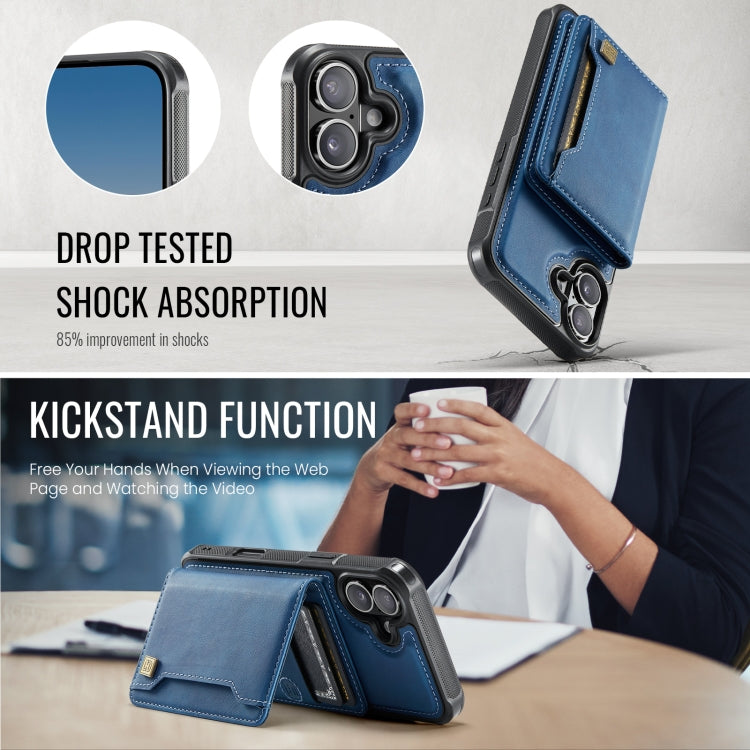 For iPhone 16 Plus AutSpace A13 MagSafe Magnetic RFID Flip Card Bag Phone Case