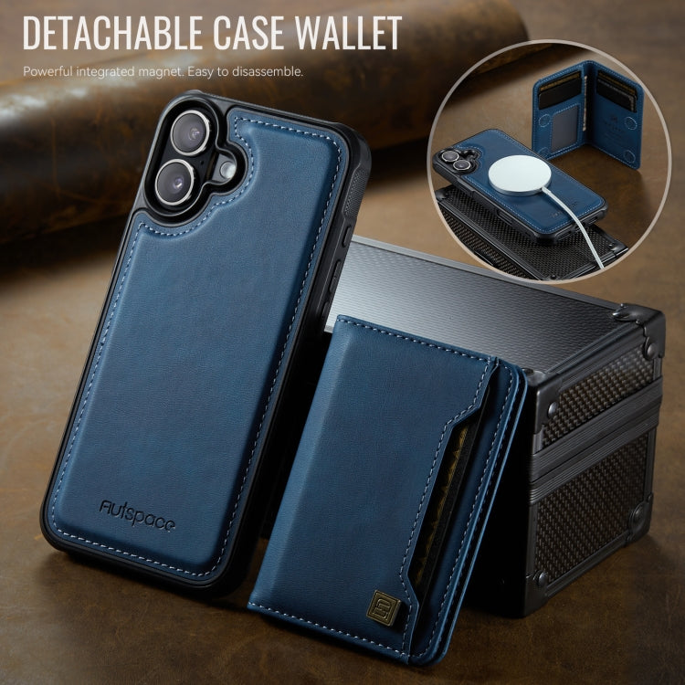 For iPhone 16 Plus AutSpace A13 MagSafe Magnetic RFID Flip Card Bag Phone Case