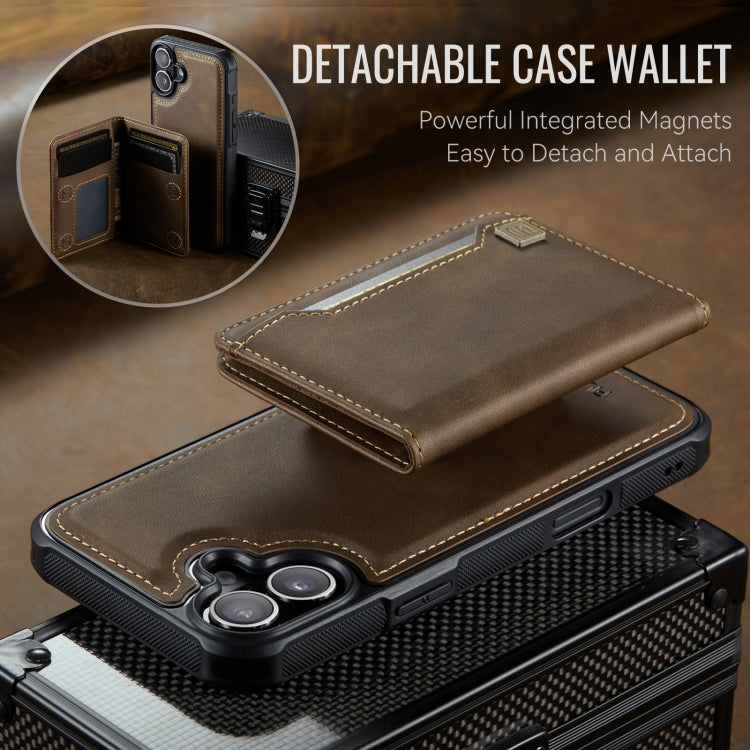 For iPhone 16 Plus AutSpace A13 MagSafe Magnetic RFID Flip Card Bag Phone Case
