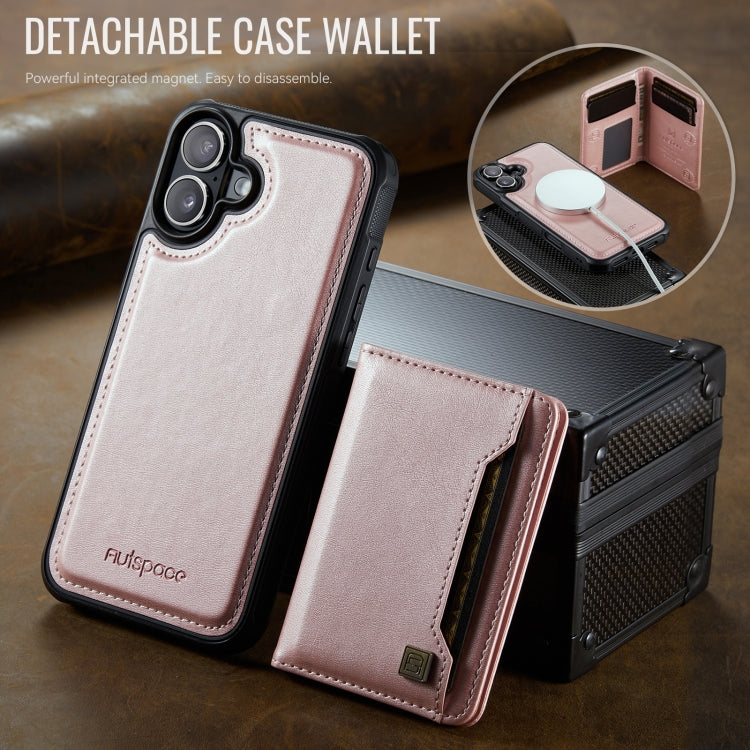 For iPhone 16 Plus AutSpace A13 MagSafe Magnetic RFID Flip Card Bag Phone Case