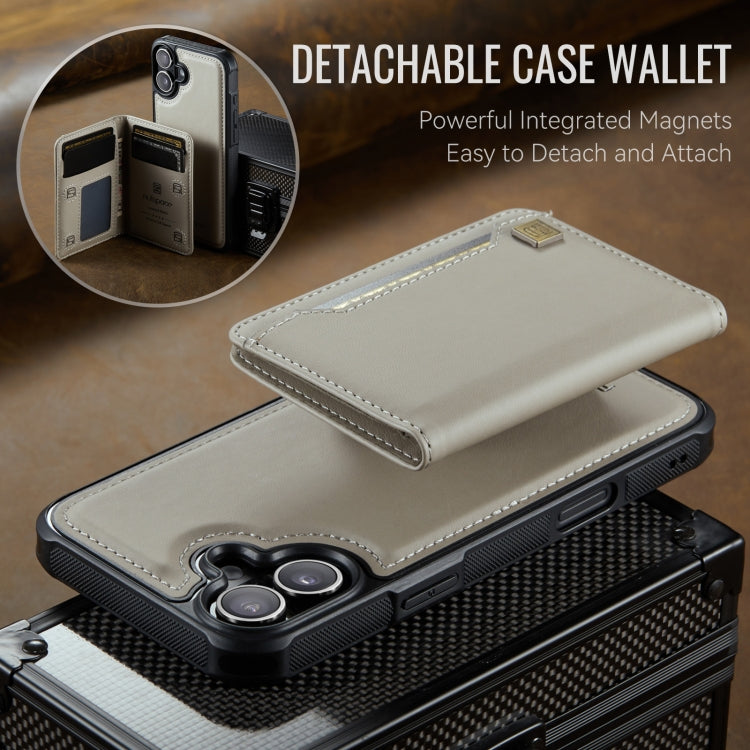 For iPhone 16 AutSpace A13 MagSafe Magnetic RFID Flip Card Bag Phone Case