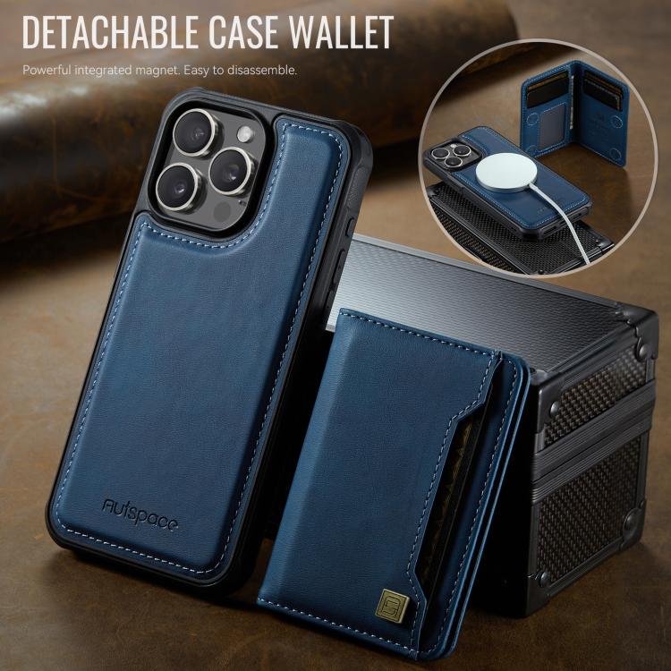For iPhone 15 Pro Max AutSpace A13 MagSafe Magnetic RFID Flip Card Bag Phone Case