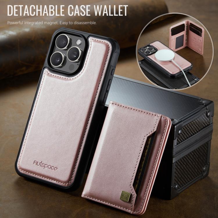 For iPhone 15 Pro Max AutSpace A13 MagSafe Magnetic RFID Flip Card Bag Phone Case