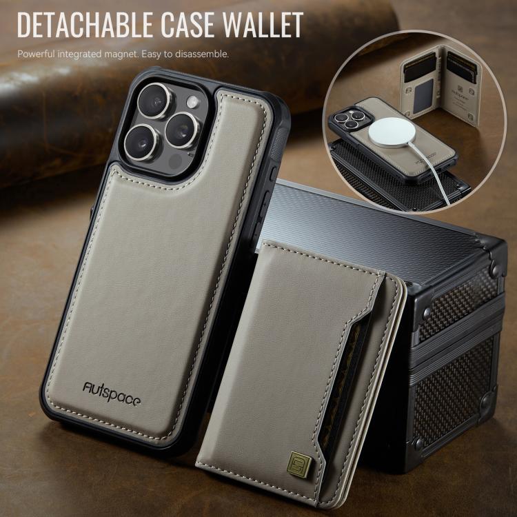For iPhone 15 Pro Max AutSpace A13 MagSafe Magnetic RFID Flip Card Bag Phone Case