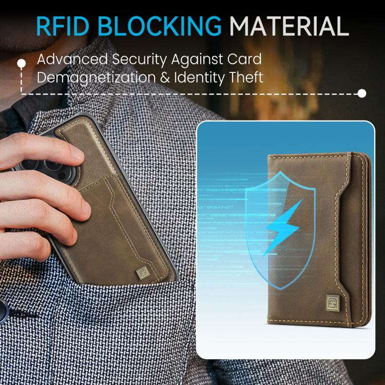 For iPhone 15 Pro AutSpace A13 MagSafe Magnetic RFID Flip Card Bag Phone Case