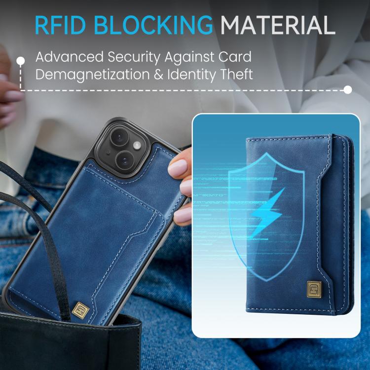 For iPhone 15 AutSpace A13 MagSafe Magnetic RFID Flip Card Bag Phone Case