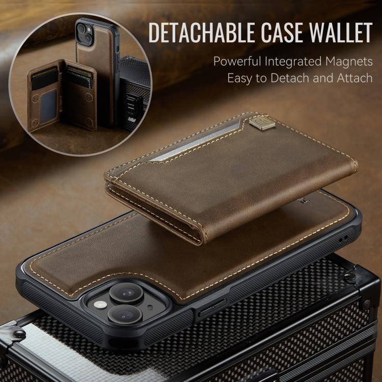 For iPhone 15 AutSpace A13 MagSafe Magnetic RFID Flip Card Bag Phone Case
