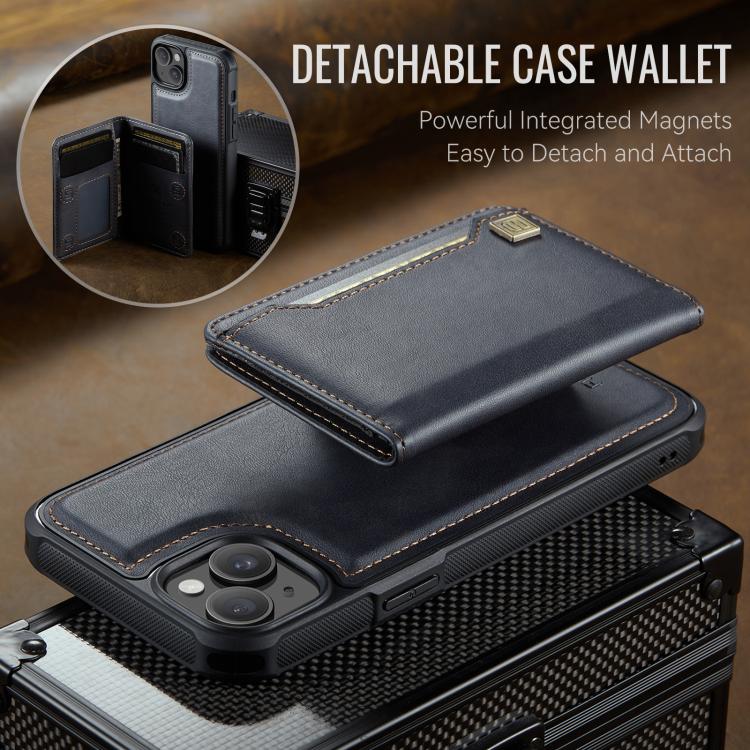 For iPhone 15 AutSpace A13 MagSafe Magnetic RFID Flip Card Bag Phone Case