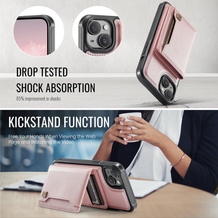 For iPhone 15 AutSpace A13 MagSafe Magnetic RFID Flip Card Bag Phone Case
