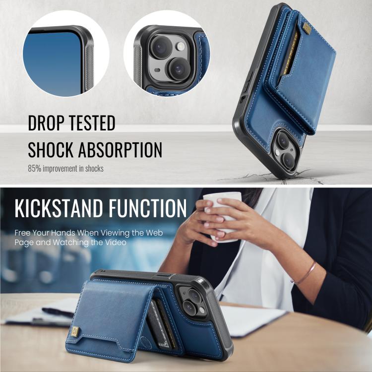 For iPhone 14 Plus AutSpace A13 MagSafe Magnetic RFID Flip Card Bag Phone Case
