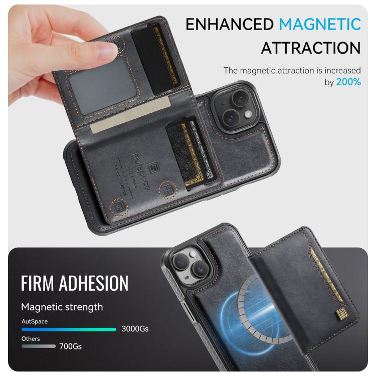 For iPhone 14 Plus AutSpace A13 MagSafe Magnetic RFID Flip Card Bag Phone Case
