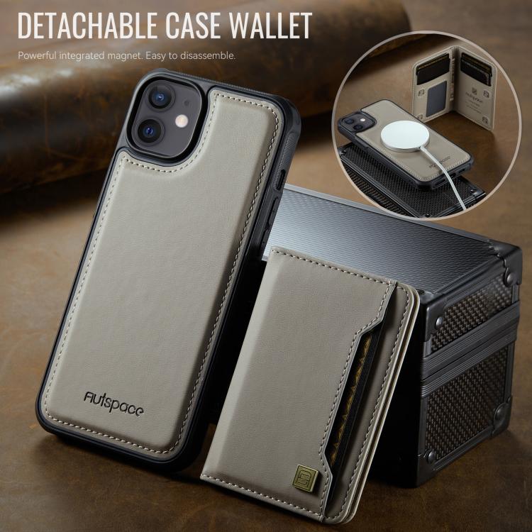 For iPhone 12 AutSpace A13 MagSafe Magnetic RFID Flip Card Bag Phone Case
