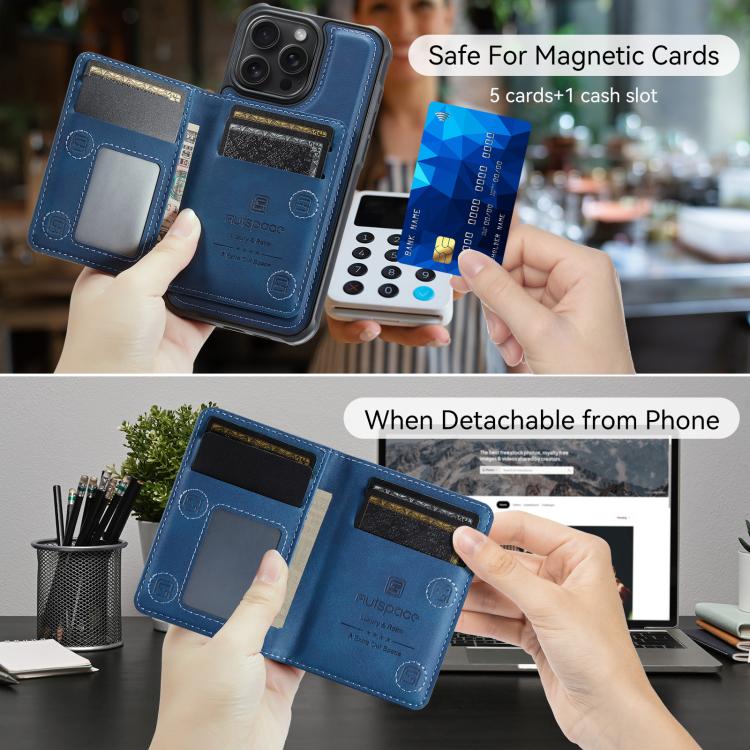 For iPhone 12 Pro Max AutSpace A13 MagSafe Magnetic RFID Flip Card Bag Phone Case