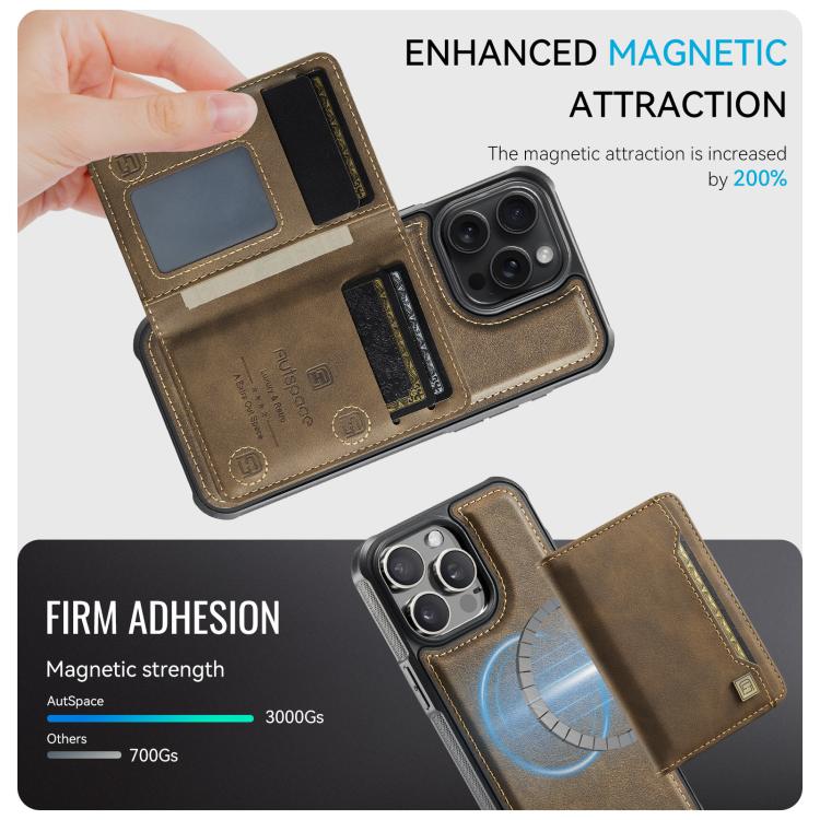For iPhone 12 Pro Max AutSpace A13 MagSafe Magnetic RFID Flip Card Bag Phone Case