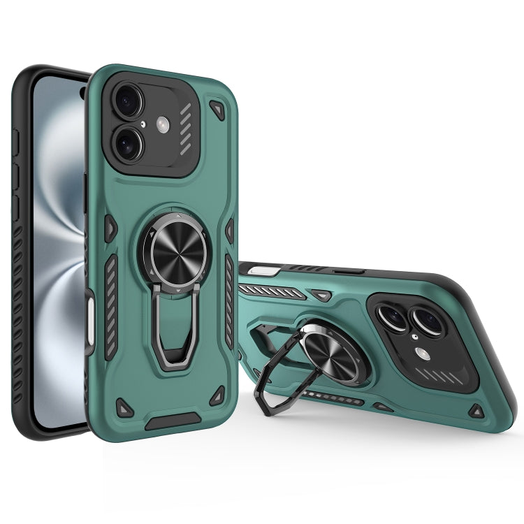 For iPhone 16 Plus Metal Rotating Bracket TPU + PC Magnetic Phone Case