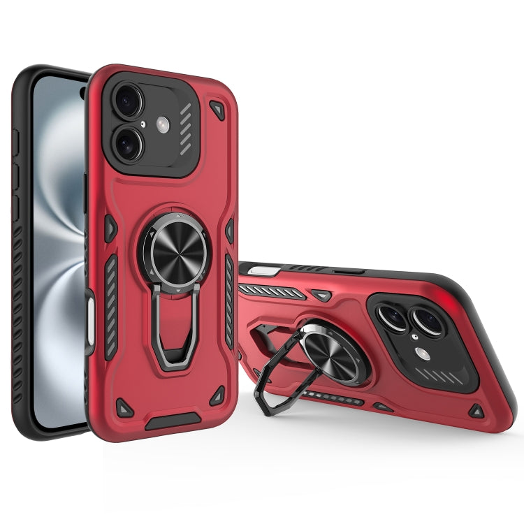 For iPhone 16 Plus Metal Rotating Bracket TPU + PC Magnetic Phone Case