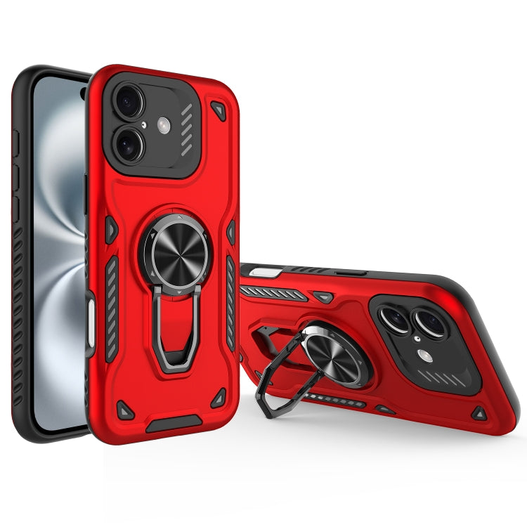 For iPhone 16 Plus Metal Rotating Bracket TPU + PC Magnetic Phone Case