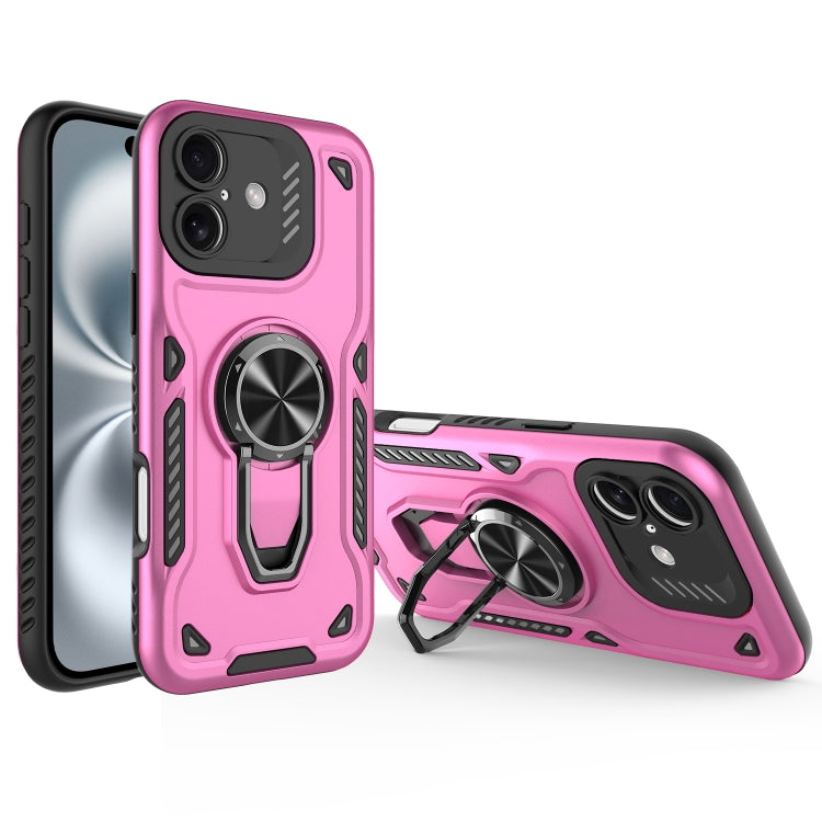 For iPhone 16 Plus Metal Rotating Bracket TPU + PC Magnetic Phone Case