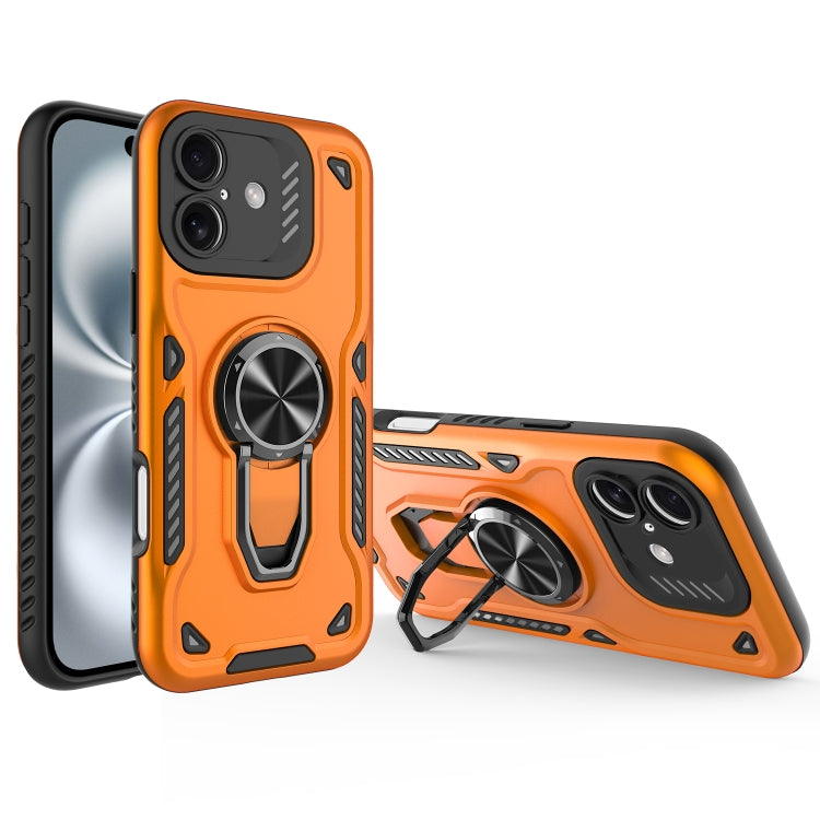 For iPhone 16 Plus Metal Rotating Bracket TPU + PC Magnetic Phone Case