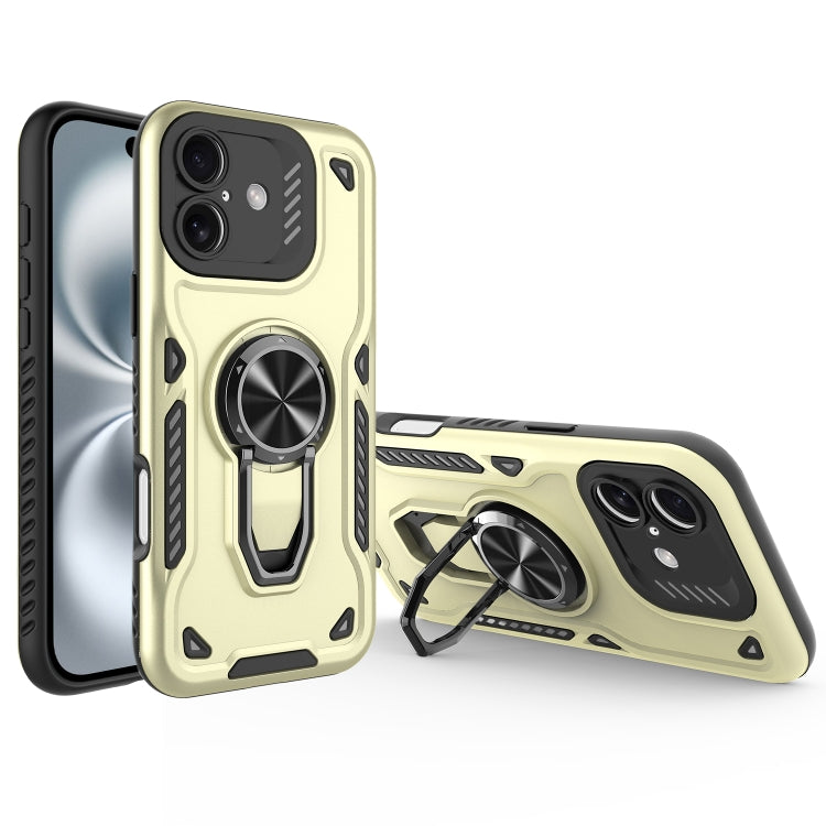 For iPhone 16 Plus Metal Rotating Bracket TPU + PC Magnetic Phone Case
