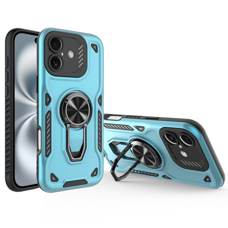 For iPhone 16 Plus Metal Rotating Bracket TPU + PC Magnetic Phone Case