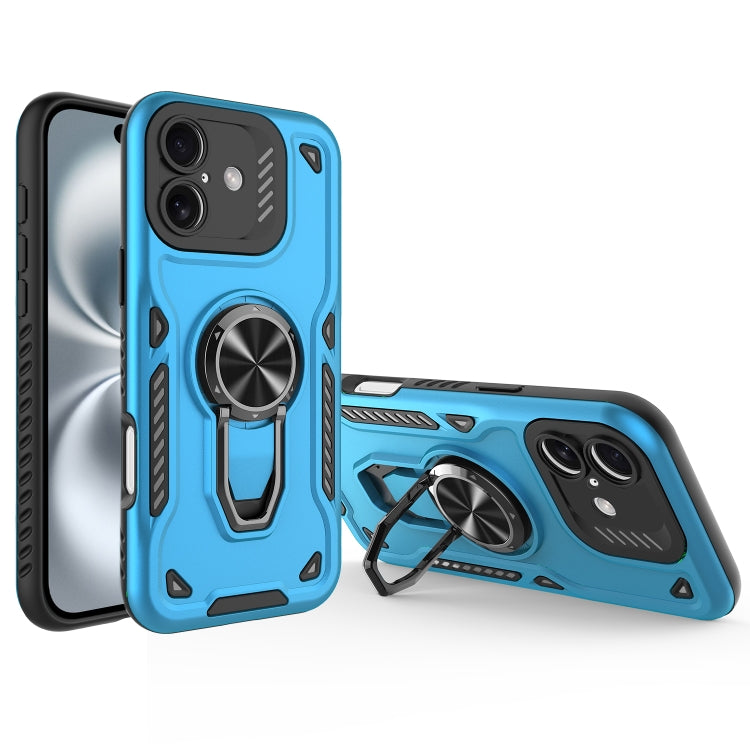 For iPhone 16 Metal Rotating Bracket TPU + PC Magnetic Phone Case